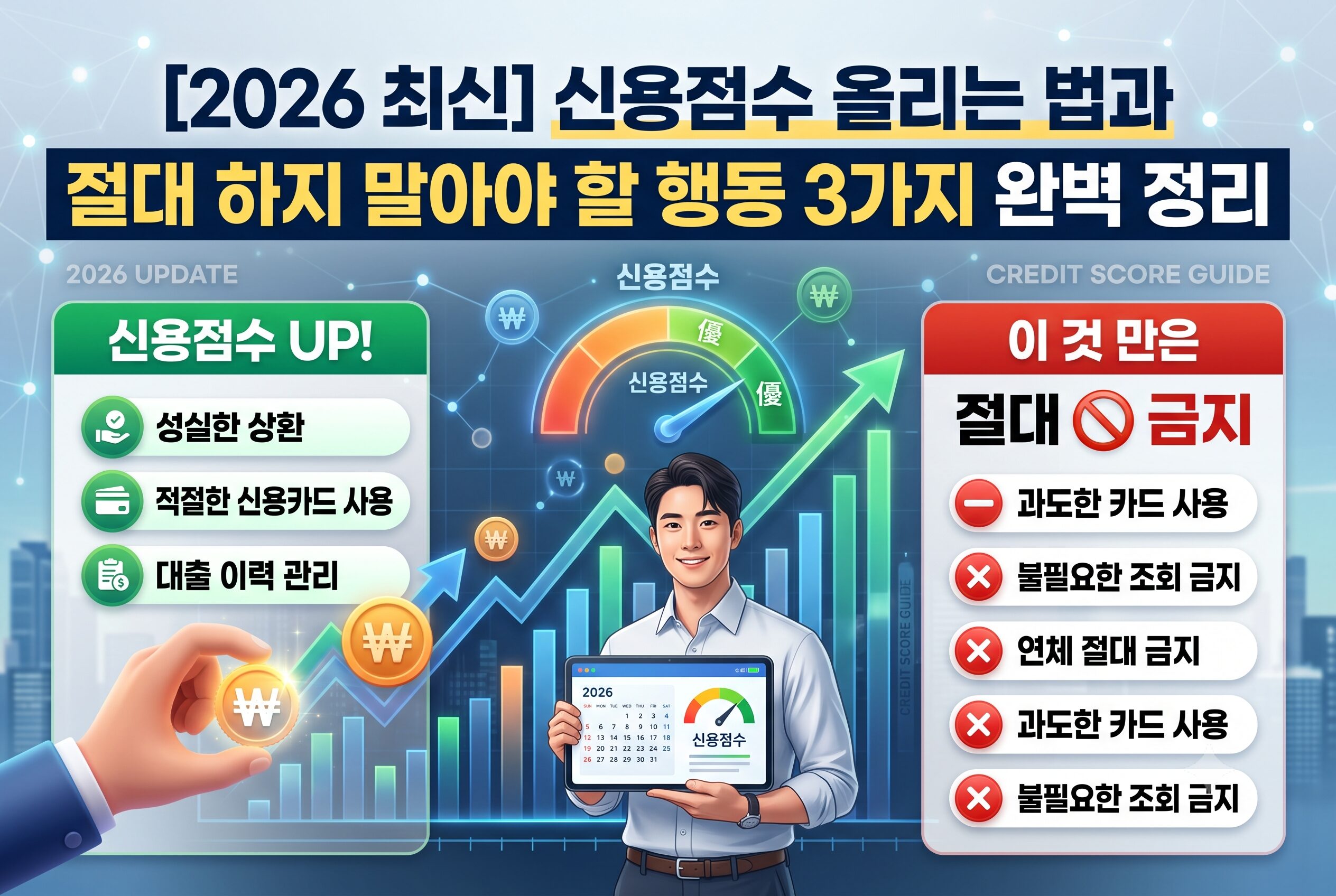 [2026 최신] 신용점수 올리는 법과 절대 하지 말아야 할 행동 3가지 완벽 정리