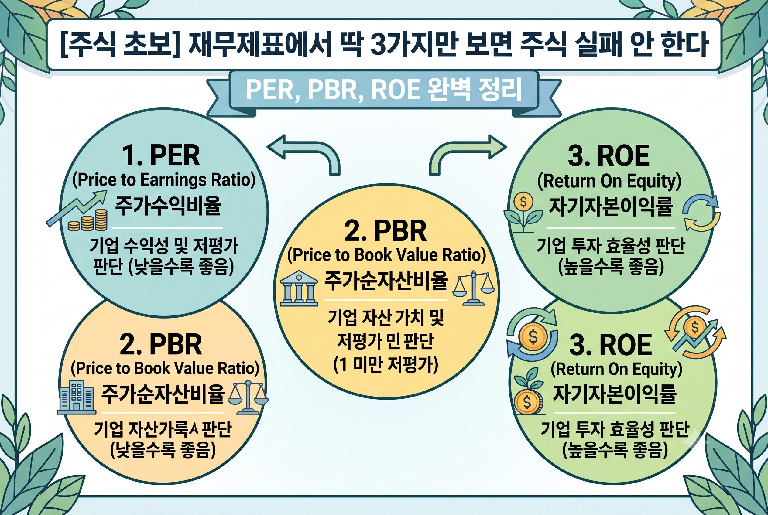 [주식 초보] 재무제표에서 딱 3가지만 보면 주식 실패 안 한다 (PER, PBR, ROE 완벽 정리)